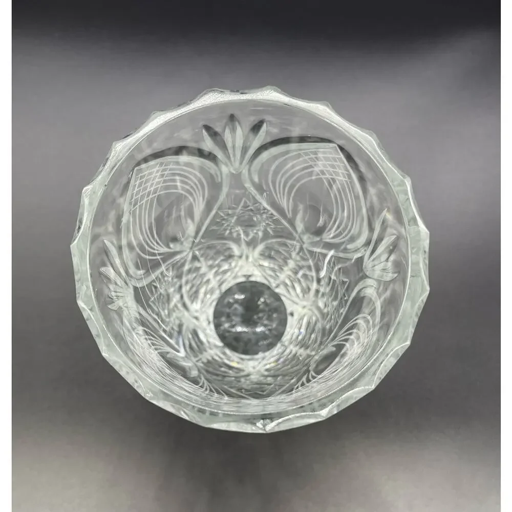 Vintage Crystal Heavy Thick Cut Glass Flower Vase 7.5